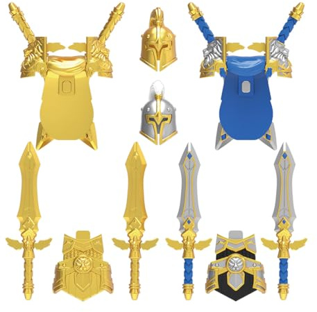 ExPrismarx Militär Waffen Set, Mittelalterliche Doppelschwert-Ritter-Waffen Zubehör Bausteine Set, Kompatibel mit den Meisten Marken (10 Teile)
