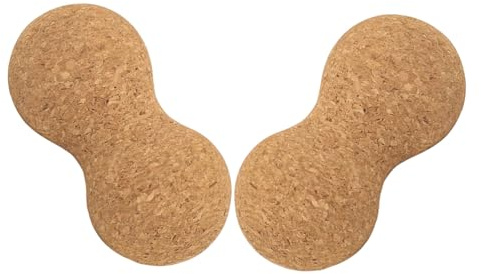 Mikinona 2 Pièces Balles de Massage Liège Naturel Double Arachide pour Relaxation Musculaire Outil Portable pour Massage Du Dos et Fascia Balle de Yoga Compacte et Antidérapante