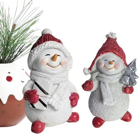 Genérico Schneemannfiguren | 2 Figuren | -Dekoration für Tisch - für Zuhause Winter Schreibtisch Tisch Büro Küche Urlaub