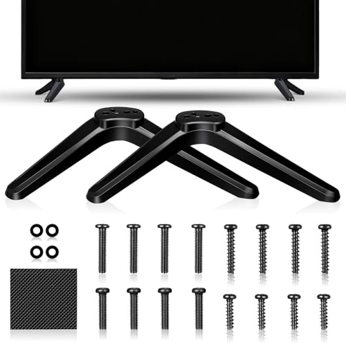STAHAD 2 pezzi Supporto Tv da Tavolo in Plastica Resistente con Viti Piedistallo Stabile per Montaggio Televisori LCD LED