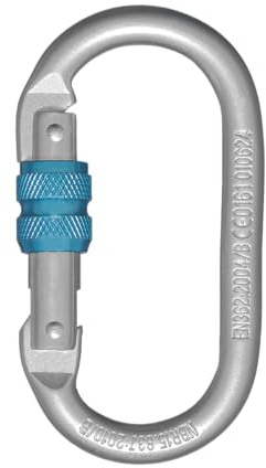 Irudek STEELSAFE 981 - Moschettone in acciaio con chiusura a vite a vite, apertura 18 mm, resistenza 25 kN, numero di serie inciso, ideale per lavori in altezza, certificato EN 362 B