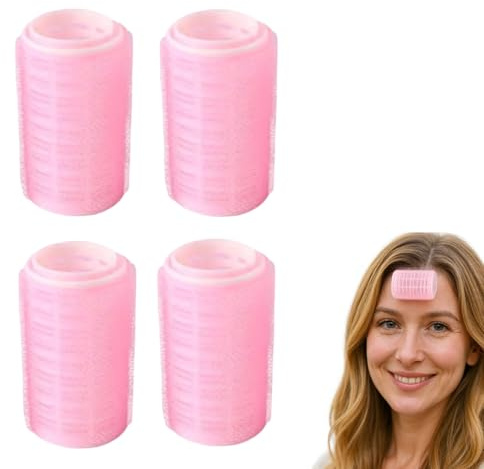 Lot de 4 bigoudis à frange auto-adhésifs double couche de 7,6 cm pour volume, sans sensation de tiraillement, 2 en 1 à boucler et épingle à clipser, pour filles, femmes