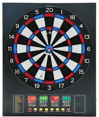 Dartscheibe Elektronische mit 12 Darts und 100 Dartspitzen, Stahldarts mit 27 Kategorien, 243 Unterkategorien, 4 LED-Anzeige, Innovativer Dartautomat für 1 bis 16 Spieler, Dartboard
