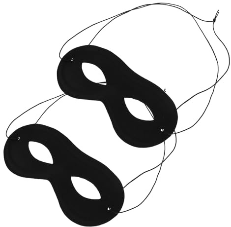 JOINPAYA 2 Schwarze Venezianische Halbmasken aus Atmungsaktivem Material mit Verstellbarem Band für Karneval Fasching Halloween und Kostümpartys