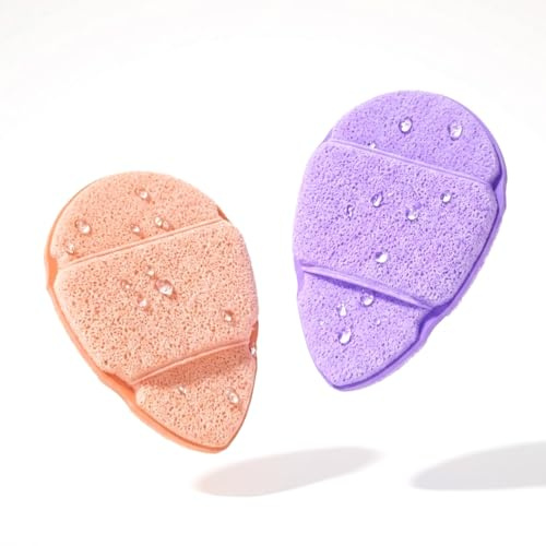 FIMWOLZ Pack de 2 Esponjas Exfoliantes Faciales, Almohadillas Desmaquillantes Reutilizables, Lavables, Suaves para la Piel, Limpieza Facial, Masaje, Exfoliación de Poros, Maquillaje (Extra Grandes)