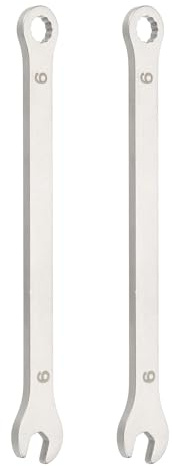 QUARKZMAN 2 Piezas Llave Combinada Extra Delgada 6mm Métrica Boca De 12 Puntos Y Boca Abierta Acero Inoxidable Llave De Doble Extremo Tubería Muebles Maquinaria Reparación DIY Plata