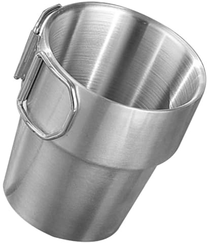 Homoyoyo Tasse en Acier Inoxydable 304 Double Paroi Poignée Pliable Gobelet de Camping pour Alpinisme et Plein Air