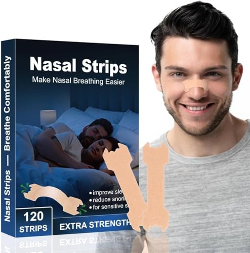 Schnarchstopper Nasenpflaster Schnarchen - 120 Stück Nasal Strips Besser Atmen Nose-Strips, Nasenstrips Anti-Schnarch für Schlafen und Sport