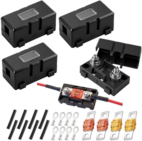 4 Stück Midi Sicherungshalter Kfz Sicherungshalters 4 Stück Mega Sicherung 40A, 50A, 60A, 80A mit 8 Terminal Sicherungen für Auto Boot Suv LKW Style A Fahrzeuge Boot