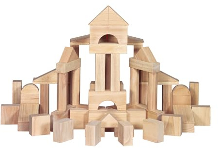 Melissa & Doug Standard Unit Solid-Wood Building Blocks with Wooden Storage Tray, 60-Piece Hardwood Sorting & Stacking Toys for Building & Balancing, Preschool Learning Toys for Kids Ages 3+