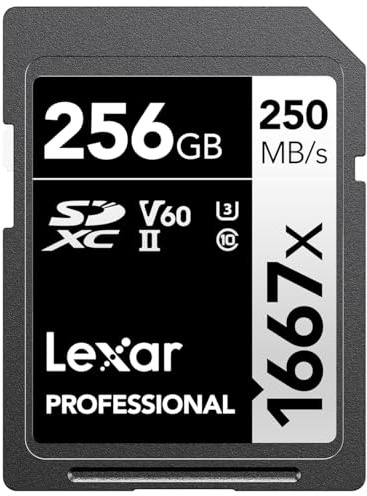 Lexar Professionelle SD256CBNA1667 x 256 GB SDXC-UHS-II-Karte, bis zu 250 MB/s lesbar, für professionelle Fotografen, Videografen, Enthusiasten | Bis zu 250 MB pro S Lesen, U3 und Klasse 10, ideal für 4K-Videos und Burst-Fotos