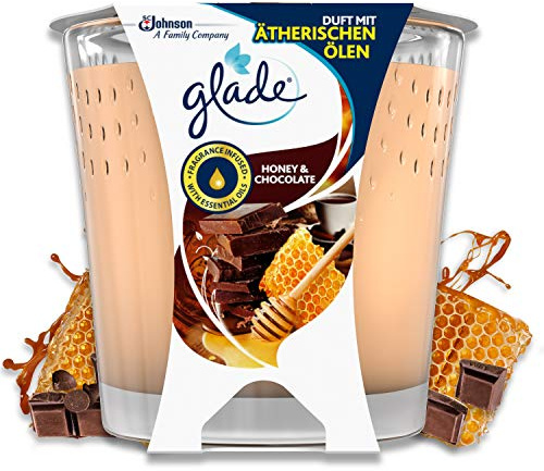 Glade (Brise) Duft-Kerze im Glas, Honey & Chocolate, bis zu 30 Stunden Brenndauer, 129 g