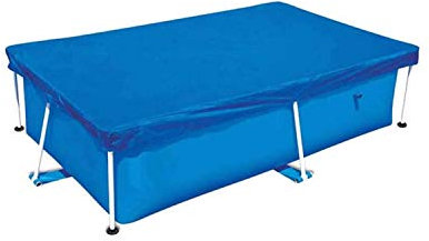 Nadoli Bleu Bâche de Protection Piscine,220x150x43cm PE Tissé Résistant Imperméable Anti-Pluie Durable Couvre Cordon Rectangulaire Piscines Hors Sol Tapis Couverture de Protection Piscine