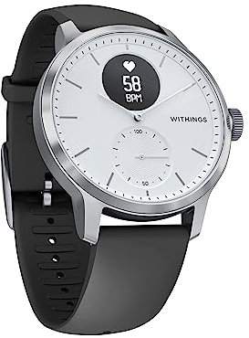 Withings ScanWatch, Reloj inteligente híbrido con ECG, tensiometro y oximetro, Smart watch digital con gps, control del sueño y seguimiento de la actividad, autonomía de hasta 30 días, Blanco, 42mm