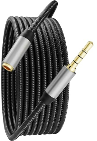 Audio Mic Extension Cable 2M,3.5mm Aux Headphone Extender 4-Pole Jack Plug Extension Lead Stereo Male to Female Braided Cord for Headset,TV,Laptop,Phone,Switch Lite,Car,PS4,Xbox and more(6Ft/2M)