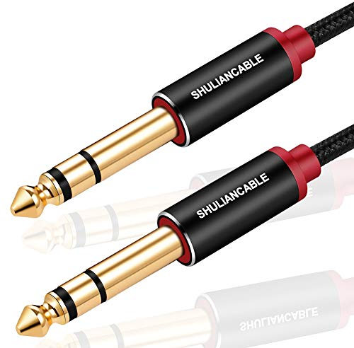 SHULIANCABLE 6.35mm vers 6.35mm Stéréo Câble, TRS Jack Câble pour Guitare, Amplificateur, Piano, Électrique Basse,Table de Mixage Enceinte (2M)