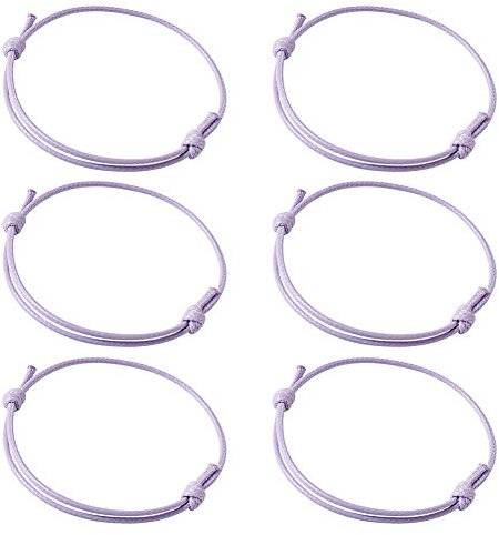 PandaHall 50pcs Korean Waxed Polyester Cord Bracelets Adjustable Friendship Cord Bracelets Handmade Braided Cord Protection Bracelets Lucky Bracelets for Women Girls, Lilac