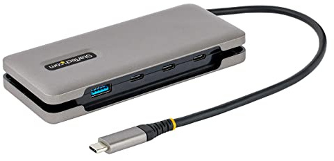 StarTech Hub USB-C de 4 Puertos 10Gbps, 3X USB-C y 1x USB-A (HB31CM1A3CB) | Alimentado por USB hasta 15W, Cable envolvente antienredos, Divisor de alto rendimiento