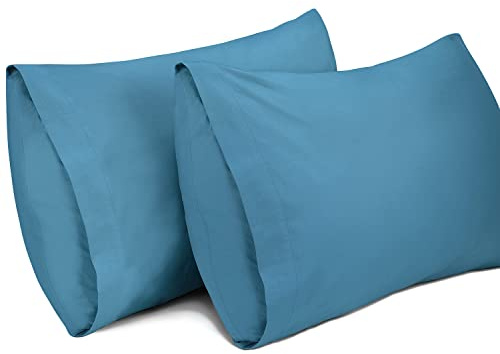 Lirex 2 Paquetes Fundas de Almohada, 100% Algodón Transpirable Fundas de Almohada la Cubiertas de Almohada (50 x 70 cm, Azul)
