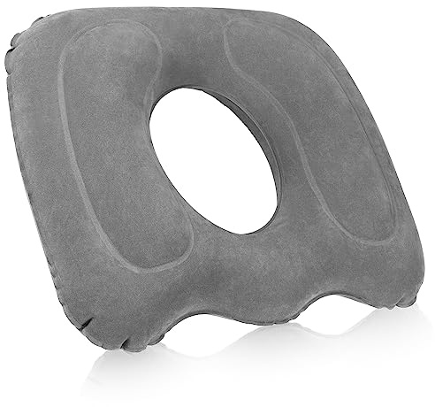 Leinuosen 1 st uppblåsbar sittdyna 45 x 45 cm bärbar lyft munkkudde höjd justerbar hemorrojd kudde för svanskotan ryggsmärta säng öm hem bilstol rullstol sittande, grå