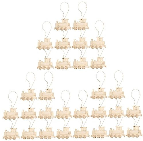 COHEALI 60 Stk Zug-geschenkanhänger Namensschilder Aus Holz Weihnachtszug Dekorationen Holz Selber Machen Holzschmuck Zum Bemalen Weihnachts-holz-tags Holzformen Bambus Weihnachtsbaum Bahn