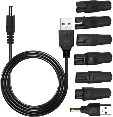 RUNCCI-YUN 5V USB Netzkabel Kabel Rasierer Ladegerät Ersatz-Netzteil-Ladegerät Rasierer-Ladekabel-Set, USB Adapter Set, für eine Vielzahl von elektrischen Haarschneidern, Rasierern