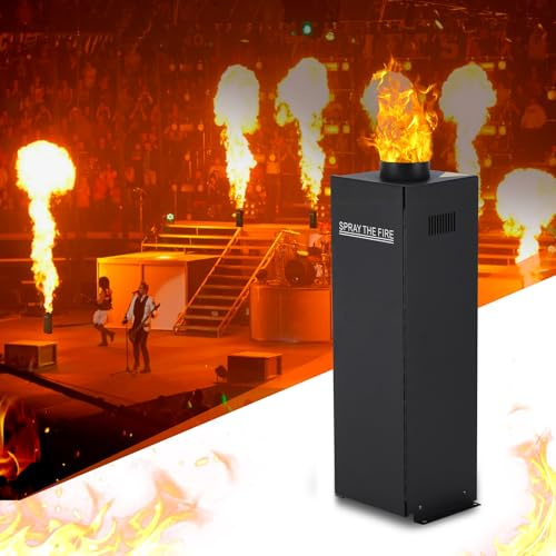 Ridgeyard Máquina de Efecto de Llama de 200W Máquina de Efectos Escénicos Lanzallamas Máquina de Fuego para Bares, Ceremonias de Apertura, Conciertos, Actuaciones Escénicas, Negro