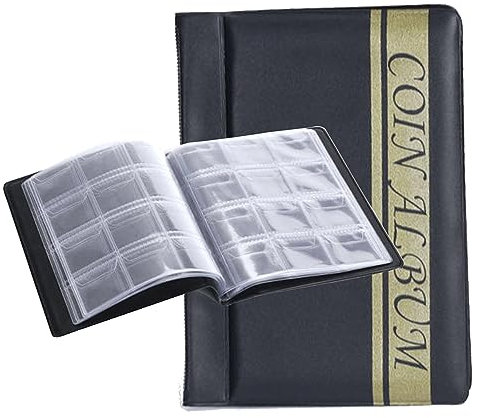 Münzen Sammelalbum, Münzalbum Münzhalter Münzsammlung, Münzsammlung Münzen Aufbewahrung für Sammler, 120 Taschen 10 Seiten Münzen Display aufbewahrung (Schwarz)
