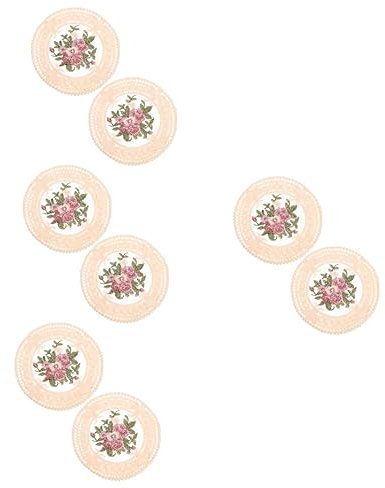 BESTonZON 8pezzi Sottobicchieri Rotondi Pizzo Con Fiori Ricamati Da Tovagliette Eleganti Per Tavolo Isolanti e Lavabili Per Casa e Ristoranti