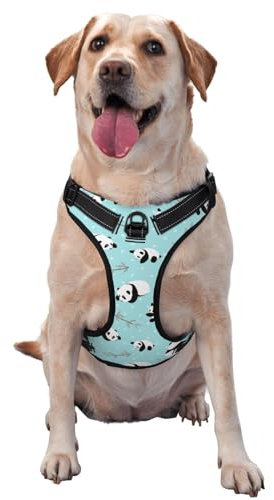 Panda No-Pull-Hundegeschirr für große Hunde, No-Pull-Hundeleine, verstellbares großes Hundegeschirr, reflektierendes Hundewestengeschirr, Easy-Walk-Hundegeschirr für mittelgroße Hunde, No-Pull-Hausti