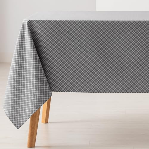 GAMUSI Mantel Antimanchas Mesa Rectangular Rombos pequeños Liso Jacquard Impermeable 140x100 cm, Tacto Tela, Color Antracita