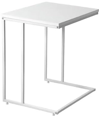 Eiauiuo Beistelltisch Laptoptisch C-Förmiger Design Metall Gesamt Rechteckig Couchtisch Sofatisch Industrie-Stil Wohnzimmertisch Nachttisch Schlafzimmer TV-Tabletttisch 50x39.5x55cm (Color : Weiß)