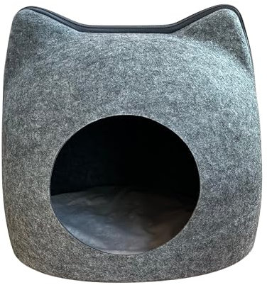 EL ÁTICO PETS Katzenhöhle Filz - Katzen Bett, Bed Rest, Cat Bed Mit Kissen - Katzen Haus, Kuschelhöhle, Iglu (Dunkelgrau, Groß)