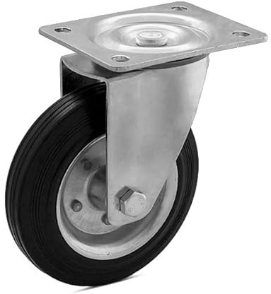 BK Shop Rollen Schwerlast fi75 | 40kg Lenkrollen Schwerlastrollen | Gleitlager Räder Laufrollen | Schwarz Gummirollen zum anschrauben | Industrierollen mit Platte | Rolle für Möbel