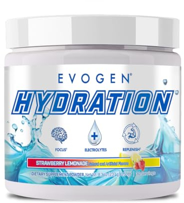 Evogen Hydration - Electrolytes Powder | Sugar-Free Electrolyte Powder Supplement for Hydration, Energy, and Recovery | Coconut Water, B Vitamins, Potassium | Strawberry Lemonade | 30 Servings