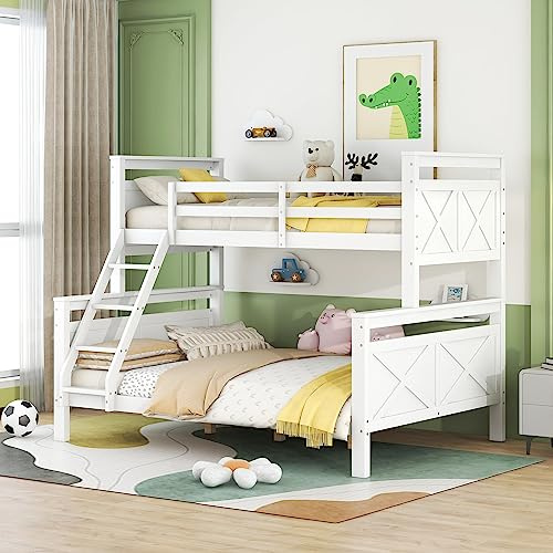 Huayz Letto a castello 90 (140) x 200 cm, con scala e ringhiera di sicurezza, trasformabile in 2 letti separati, letto in legno per bambini, ragazzi e adulti