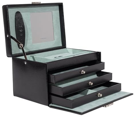 Friedrich23 Schmuckkoffer - Schmuckkasten, Classico, Leder in Echsenoptik, schwarz