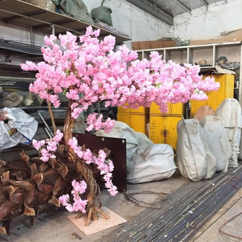 BEDOIN Künstlicher Kirschbaum, weinender Kirschbaum, rosa Kirschbaum für drinnen und draußen, Zuhause, Büro, Party, Tisch, Hochzeit, 2 x 2 m