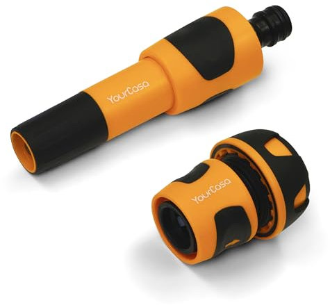 YourCasa Gartenspritze Brause mit Schlauchadapter 3/4 Zoll - Premium Spritze für Gartenschlauch - Gartenbrause Düse mit Aufsatz für den Garten - Handbrause Reinigungsspritze Wasserspritze (Orange)
