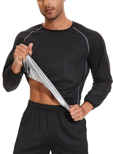 LAZAWG Sudore Sauna Suit per gli Uomini Sauna Camicia Body Shaper Dimagrante Fitness Plus Size Sauna Suit Mens Sweat Suits Esercizio Palestra, Nero , XXL