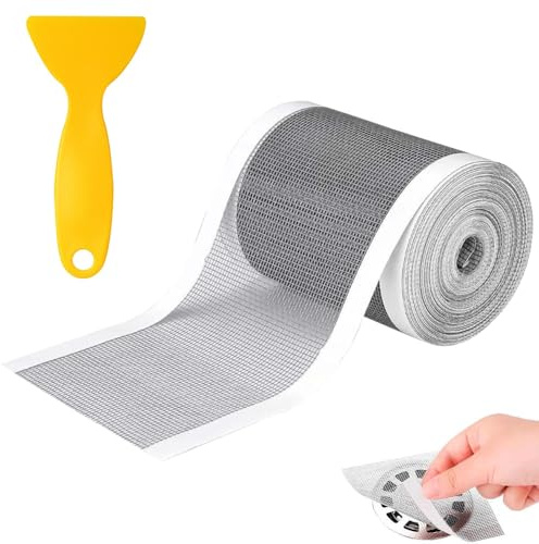 Aweisile Abfluss Haarfänger 7cm x 10m für Dusche, Selbstklebend Abflusssieb Haarsieb mit Mesh Aufkleber für Duschen, Badewannen, Küchen und Bad
