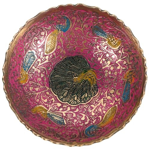 LALADEFIEE Brass Fruit Serving Bowl Decorative Kitchenware Hand-Painted Design Bowl for Fruits Tableware Home Decor Cultural Touch