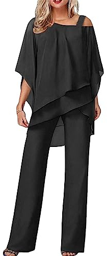 Tute Eleganti Donna Cerimonia 2 Pezzi Completo di Pantaloni Lungo Moda Vestito Taglie Forti Tute Senza Manica Sexy Tailleur e Lavoro Baggy Playsuit Curvy da Sera Interi