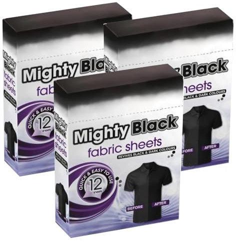 Mighty Black Fabric Sheets – Restore & Protect Dark Colors, Prevent Color Run, 3 Pack