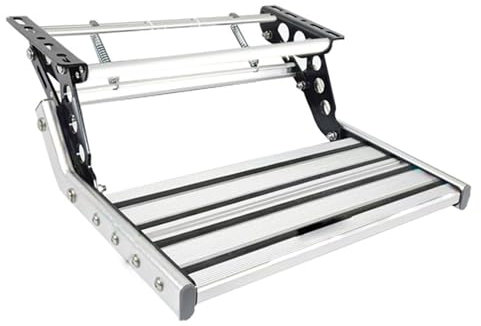 Gradino manuale per camper, struttura in alluminio, design antiscivolo, espandibile e pieghevole, per camper e roulotte