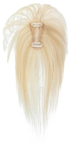 Clip-In-Haar-Topper, 25,4 cm, Platinblond für dünner werdendes Haar, weiches und glattes Echthaar, Platinblond
