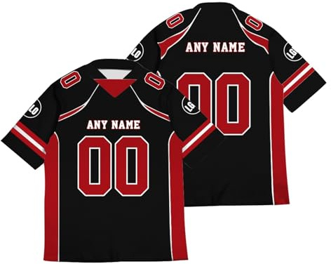 Personnalisé Sport Maillots de Football Américain avec Logo Nom et Numéro de l'équipe Personnalisable Jerseys pour Hommes Femmes Jeunes Préscolaires Manches Courtes à Séchage Rapide Bleu