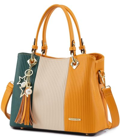 Pomelo Best Sac à Main Femme Sac Bandoulière Femme Cabas Sac D'épaule Sac Fourre-Tout Sac de cours PU Cuir Frange avec Bandoulière Ajustable