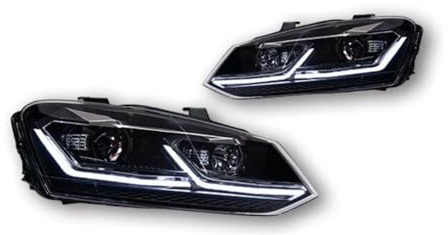 YUCHUJCGSS Faro Principale Per VW Per Polo Per Vento 2011-2017 Fari A LED Proiettore Anteriori DRL HID Bi-Xeno Accessori Fari Fanali Anteriori(Left-Hand Drive,Tsi Silver Line)