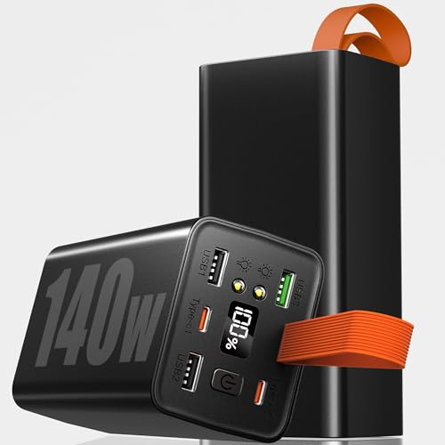 140W 70000mAh Laptop Power Bank, 70000mAh Powerbank USB-C Input&Output,USB-C PD 3.0 Input/Output, Digitaldisplay, kompatibel mit iPhone 16/15 Pro Max, Galaxy S24 Ultra, MacBook Pro, Dell und mehr